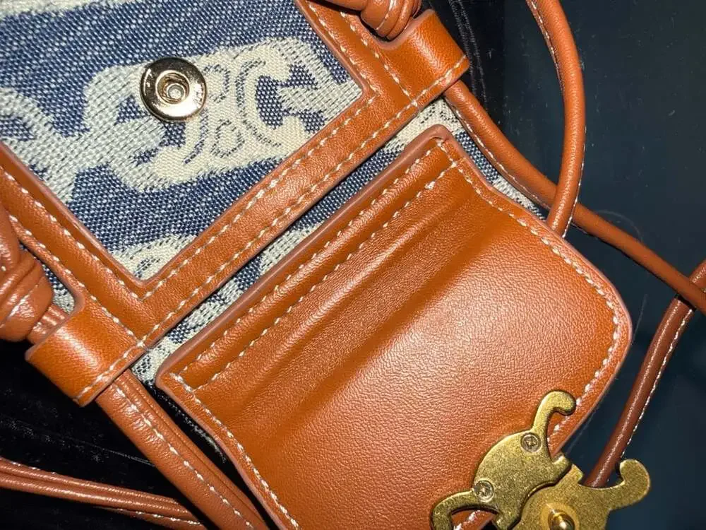 Celine Triomphe Canvas and Leather Crossbody Phone Case with Card Holder